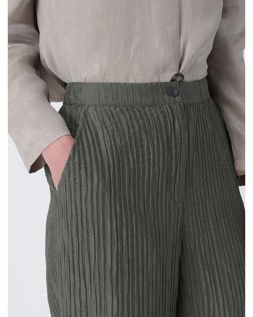 Emporio Armani Gray Pleated Lurex Crepe Trousers