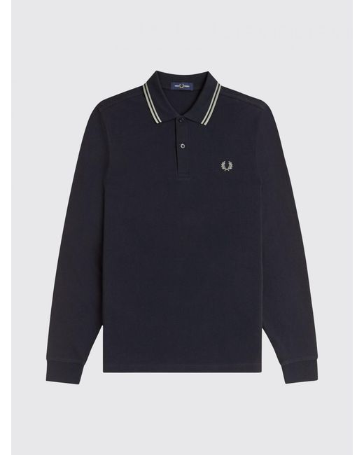 Fred Perry Blue Cotton Polo Shirt With Logo for men