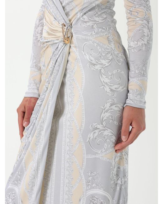 Versace Multicolor Midikleid Mit Coupe Des Dieux-Print