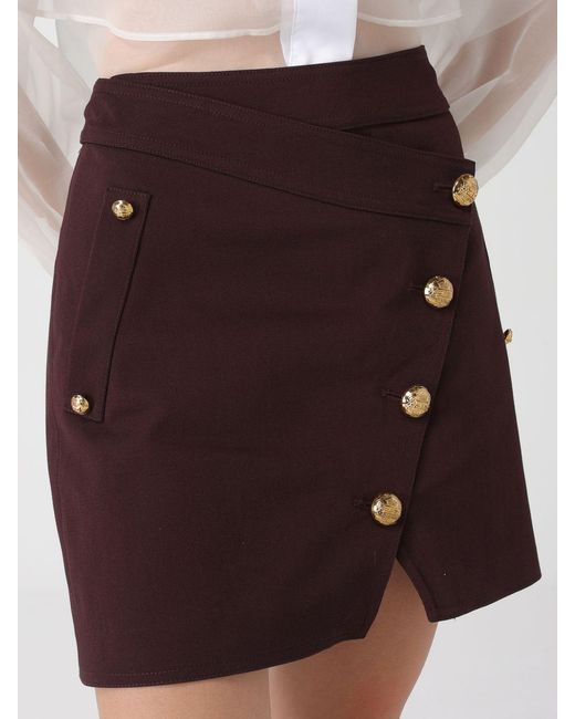 Elisabetta Franchi Brown Stretch Cotton Mini Skirt