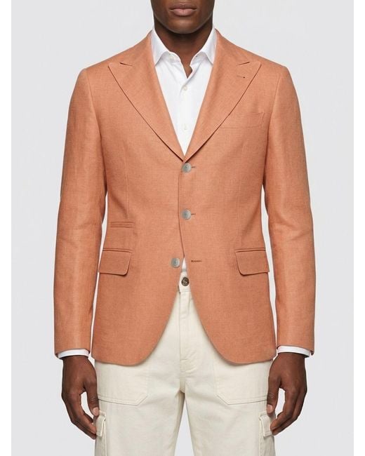 Brunello Cucinelli Pink Wool And Cotton Single-Breasted Blazer for men