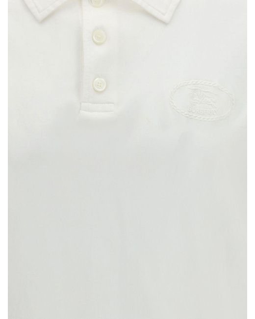 Burberry White Ekd Logo Cotton Polo Shirt for men