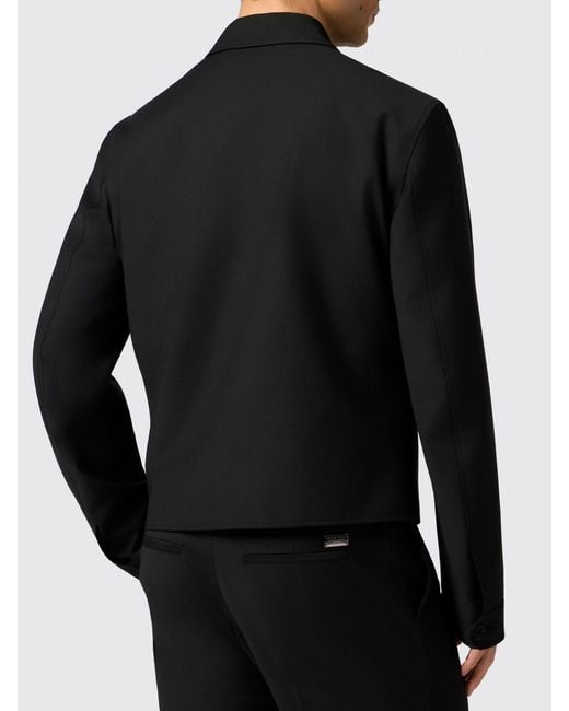 Philipp Plein Black Pp Wool Coat for men