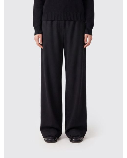 The Row Black Wide Cotton Trousers
