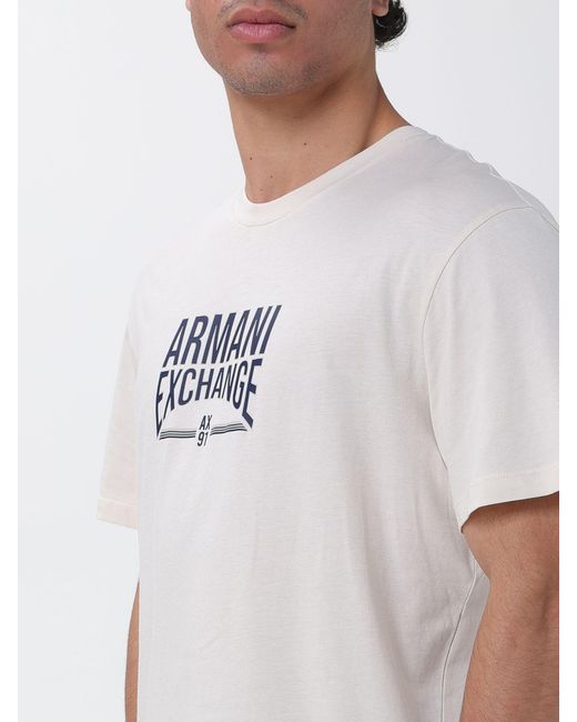 ARMANI EXCHANGE White Crew Neck T-Shirt With Logo for men