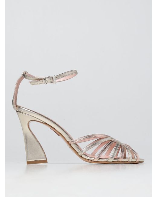 Anna F. Heeled Sandals In Laminated Leather | Lyst