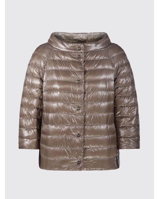 Herno Brown Reversible Round-Neck Cropped Down Jacket