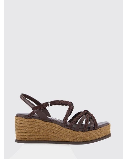 Jimmy Choo Brown Nyra Woven Suede And Leather Wedge Sandal for men