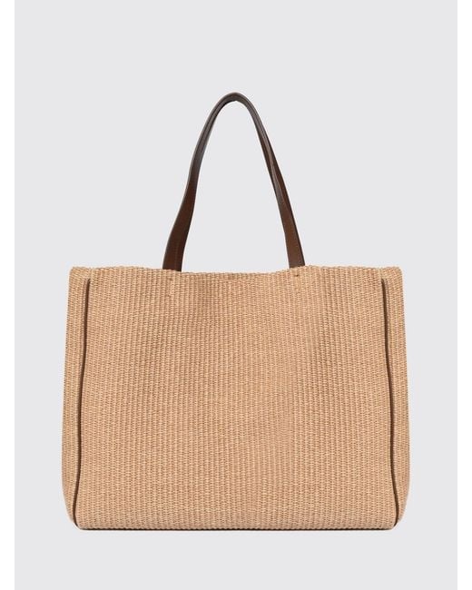 Orciani Natural Her-O Large Raffia Tote Bag With Leather Handles