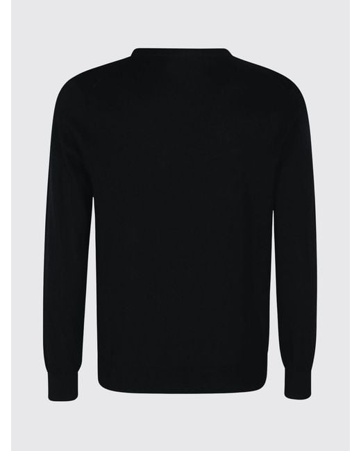 Kangra Black Long-Sleeved Pure Cotton Crewneck Sweater for men