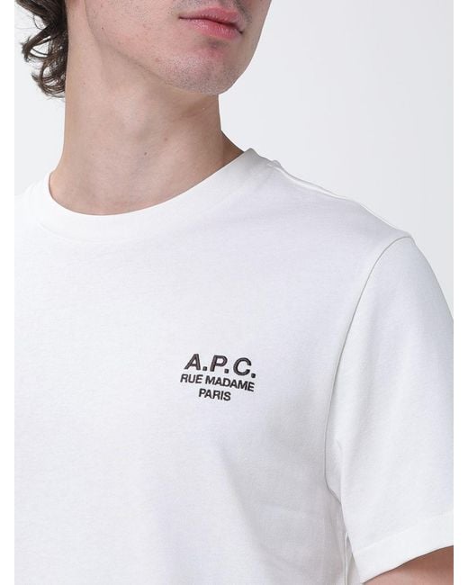 A.P.C. White Organic Cotton T-Shirt With Logo for men