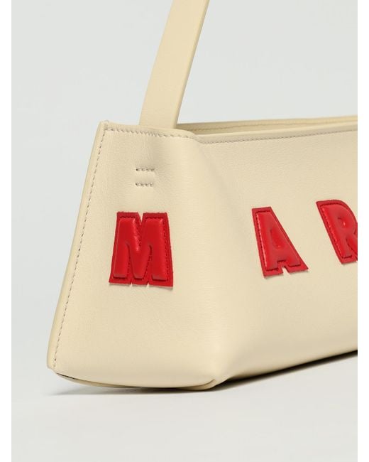 Marni Natural Calfskin Shoulder Bag With Logo