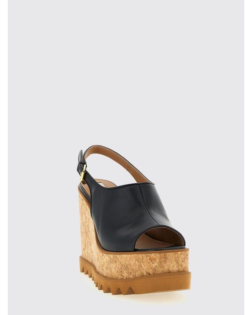 Stella McCartney Black Sneak-Elyse Wedge Sandals