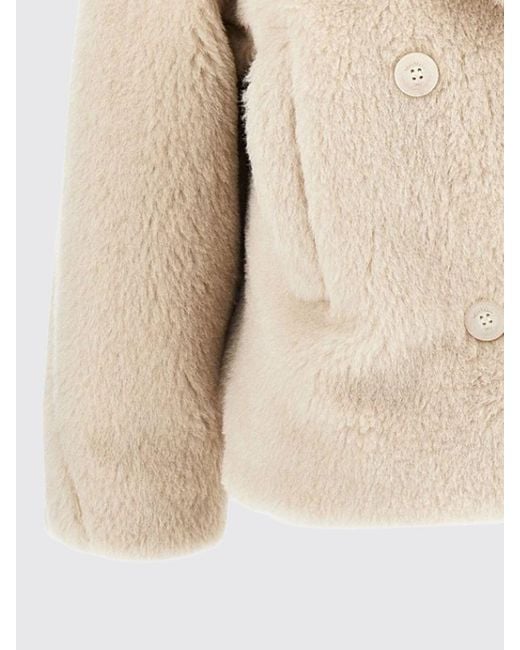 Max Mara Natural Short Double-Breasted Faux-Fur Effect Coat
