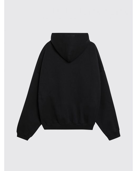 Fear Of God Black Cotton-Blend Hoodie With Contrast Logo for men
