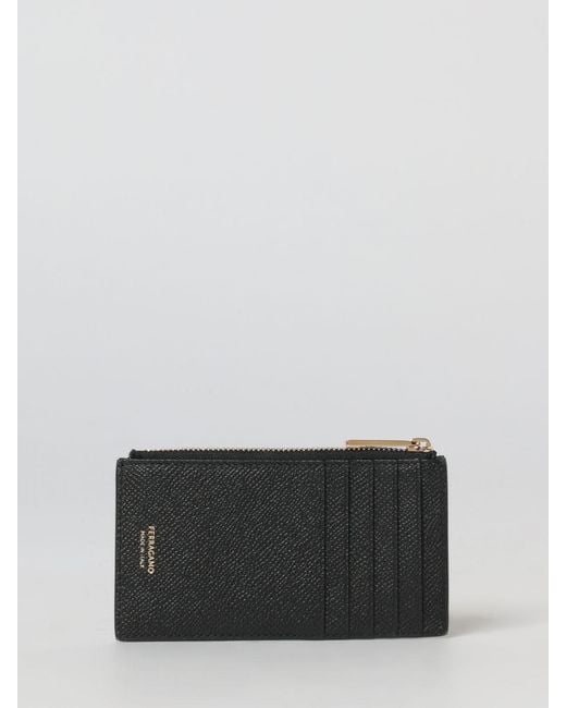 Ferragamo Gray Gancini Embossed Leather Card Holder for men