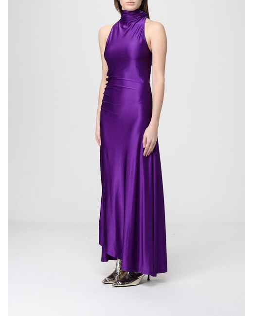 Rabanne Purple Metallic Jersey Dress