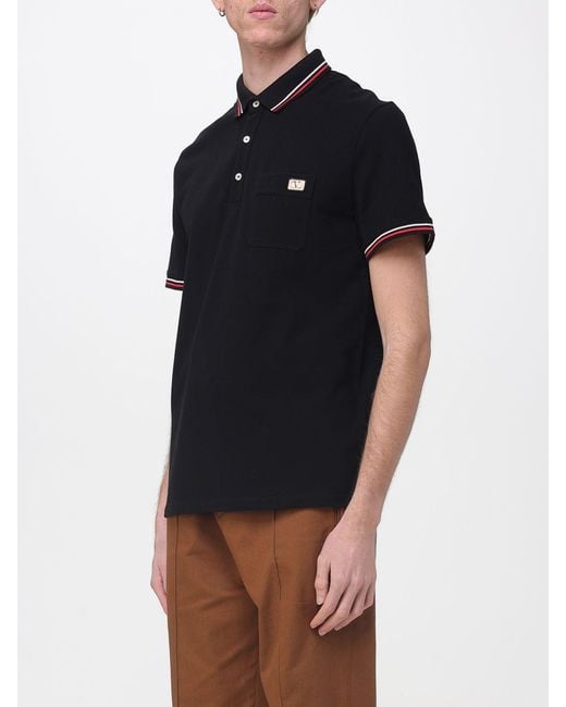 Valentino Black Cotton Polo Shirt With Logo for men
