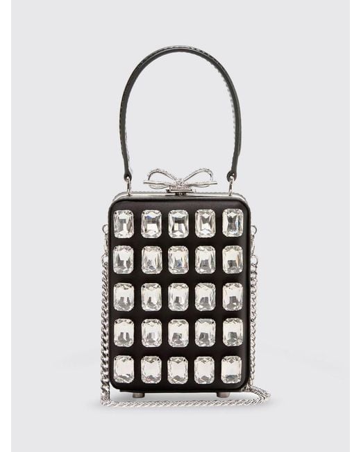Self-Portrait White Satin Bag With Crystals
