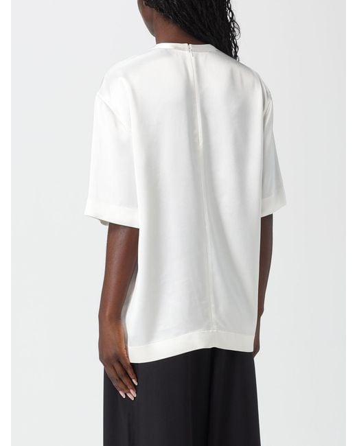 Totême White Elegant Silk T-Shirt