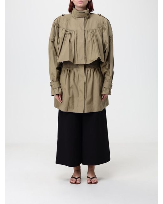 Chloé Natural Chlo&Eacute Waterproof Cotton Trench Coat With High Neck And Epaulettes