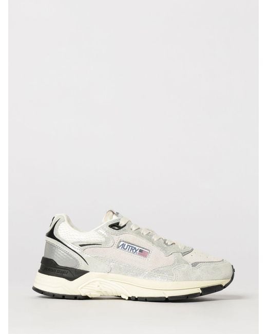 Autry White Hyperway Two-Tone Leather And Mesh Sneakers With Cut-Out Logo
