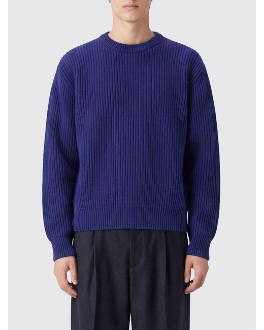 Jil Sander Blue Long-Sleeved Crewneck Sweater for men