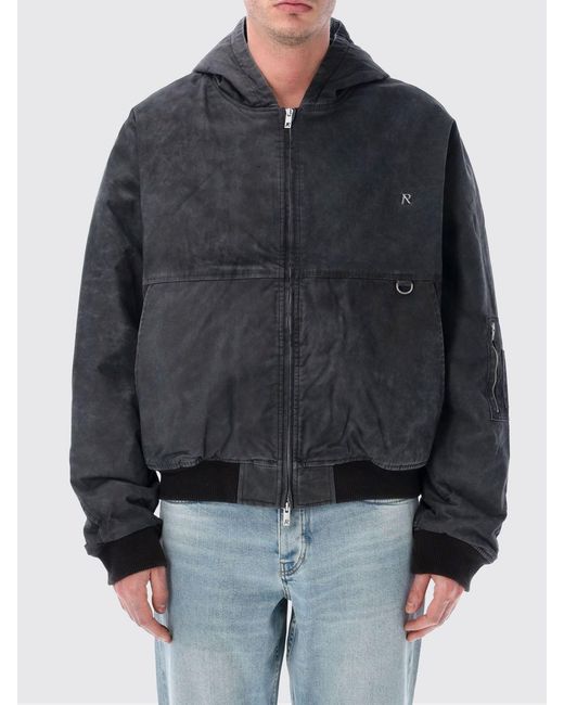 Represent Black Hooded Cotton Bomber Jacket for men