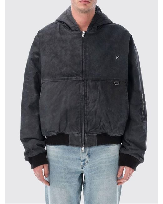 Represent Black Hooded Cotton Bomber Jacket for men