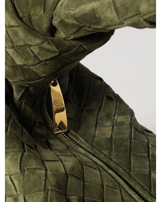 Bottega Veneta Green Jodie Woven Suede Shoulder Bag With Knotted Handle