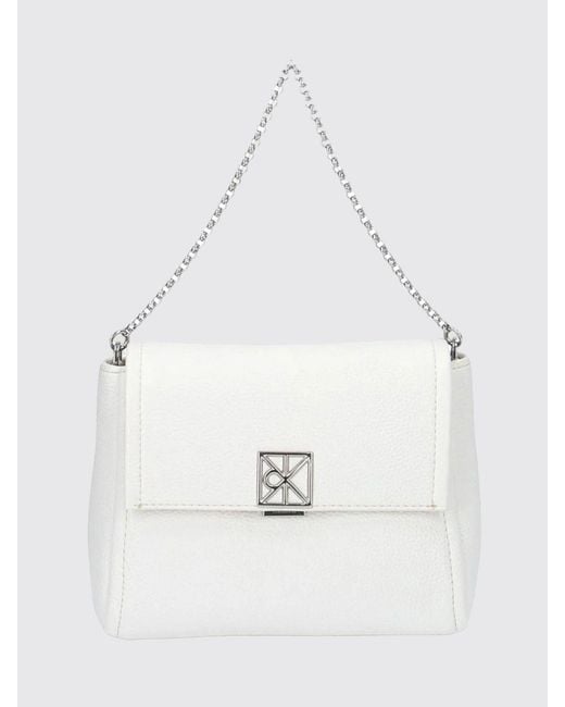 Calvin Klein White Grained Faux Leather Bag