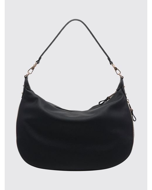 Liu Jo Black Grained Faux Leather Hobo Bag With Monogram Logo And Removable Handle
