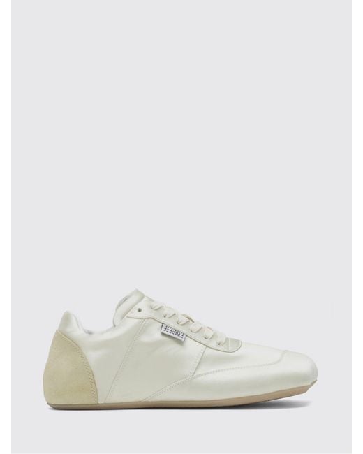 MM6 by Maison Margiela White Anatomic Tabi Satin And Suede Sneakers