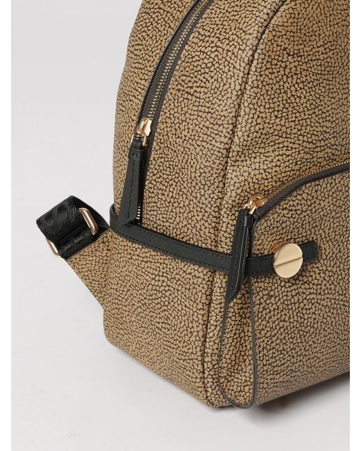 Borbonese Natural Gemini Medium Tasche Aus Nylon Mit Op-Print