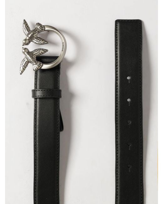 Pinko Gray Love Berry Leather Belt