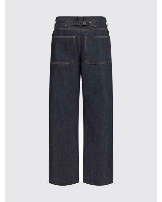 Thom Browne Blue Cotton Denim Wide Leg Jeans for men