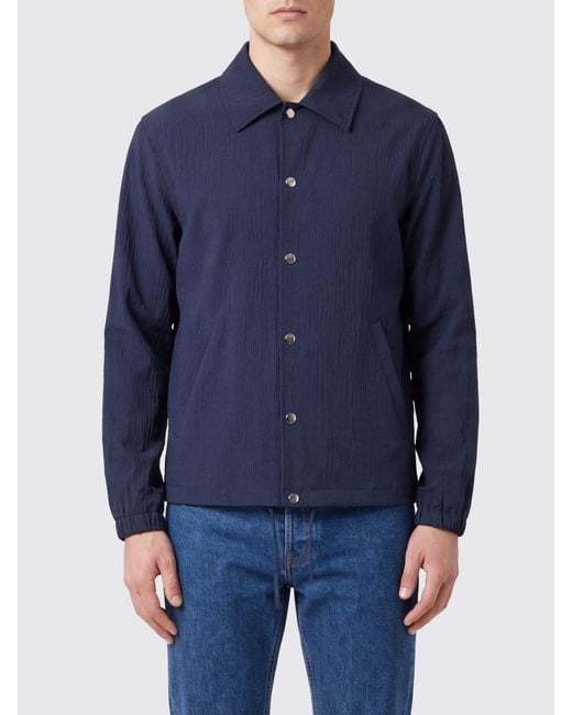 Paolo Pecora Blue Cotton Seersucker Shirt Jacket for men