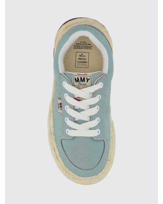 Maison Mihara Yasuhiro Blue Oliver Distressed-Effect Low-Top Leather Sneakers for men