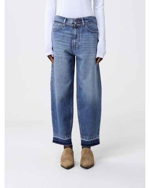 Pinko Blue Cotton Cropped Pants