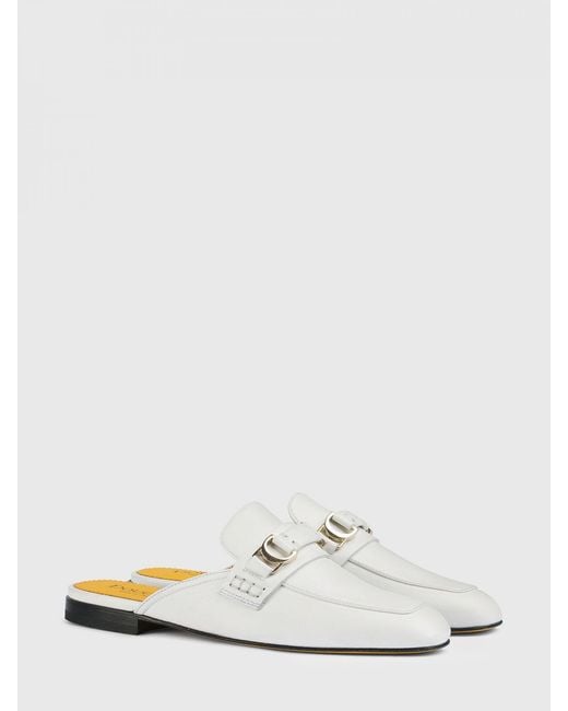 Doucal's White Leather Mules
