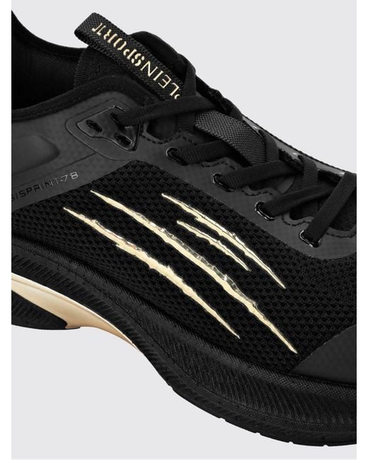Philipp Plein Black Ps/Sprint-78 Two-Tone Mesh Trainers With Printed Logo for men
