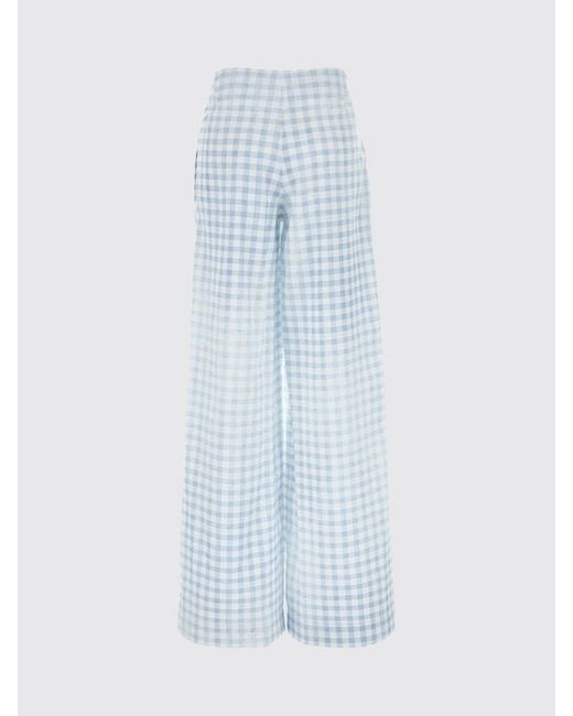 Ermanno Scervino Blue Vichy Pattern Viscose Palazzo Trousers
