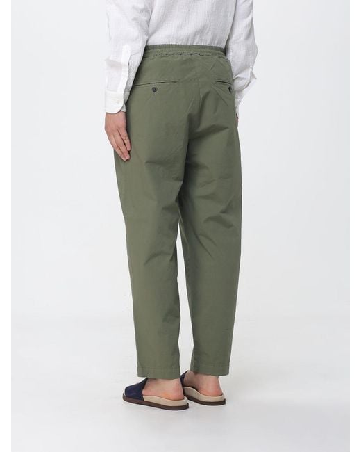 Barena Green Wide Leg Stretch Cotton Trousers for men