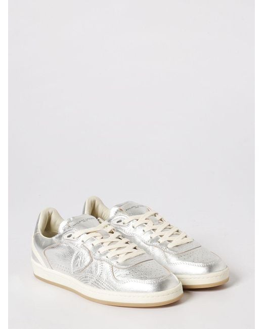 Philippe Model White Pgal Laminated Leather Sneakers