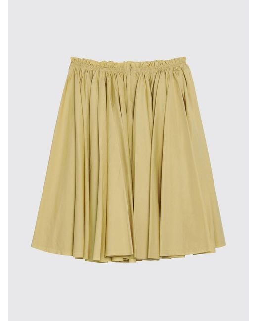 AMI Yellow Pleated Cotton Skirt
