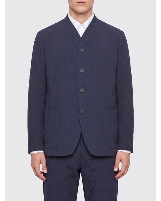 Giorgio Armani Blue Single Breasted Viscose Blend Blazer for men