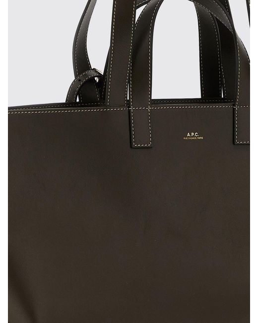 A.P.C. Black Le Drummer Large Smooth Leather Tote Bag With Four Handles And Logo