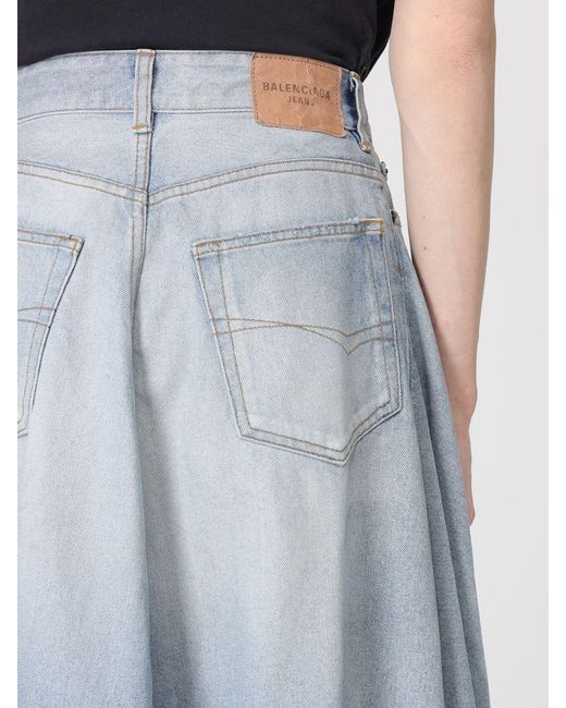 Balenciaga Blue Cotton Denim Midi Skirt