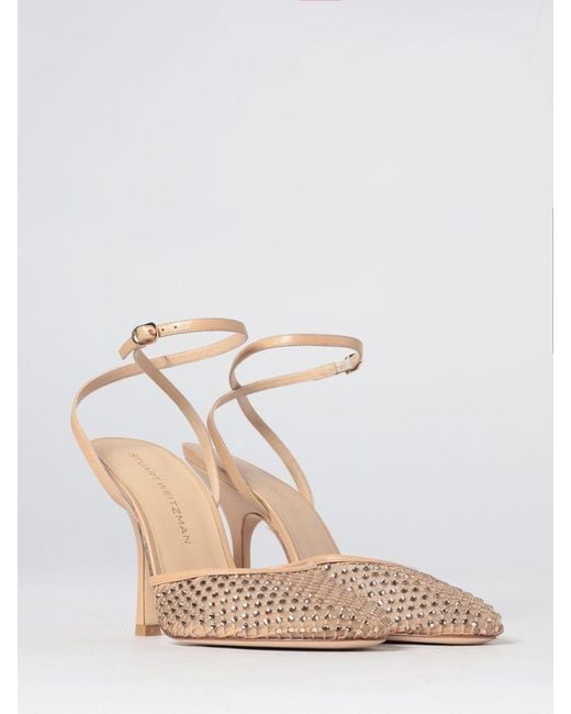 Stuart Weitzman Metallic Mesh Pumps With Rhinestones And Stiletto Heel
