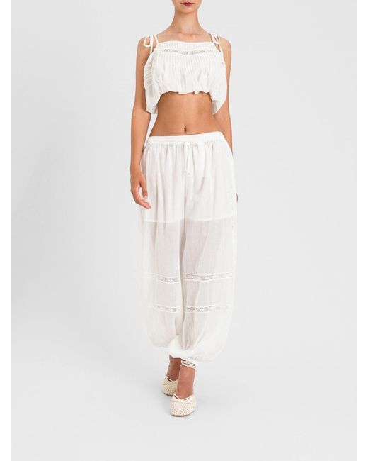 Twinset White Cotton Crop Top
